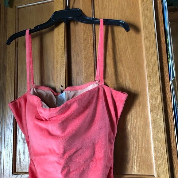 NWT J Crew Pink Coral Cut Out Bandeau Terry Cloth One-Piece Swimsuit - 20 - Picture 5 of 8